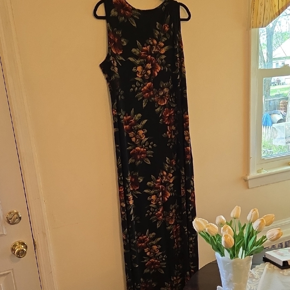 Vintage Studio Works Black And Green Sheath Maxi Dress Sleeveless Cocktail - Picture 5 of 5